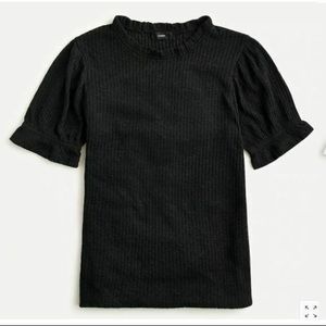Women's Black blouse, soft top with ruffle detail